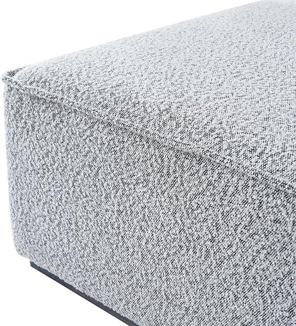 Scott Living Slate Modern Square Ottoman Coffee Table, Loop Yarn Upholstered Cocktail Ottoman for Living Room Sofa, Entryway Comfortable Footstool, Wooden Sofa Foot Rest, White+Black