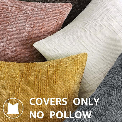 decorUhome Spring Pink Chenille Throw Pillow Covers 12x20 Set of 2 Textured Slubby Couch Pillow Covers Farmhouse Accent Modern Neutral Decorative Pillow Cases for Bed Sofa Living Room