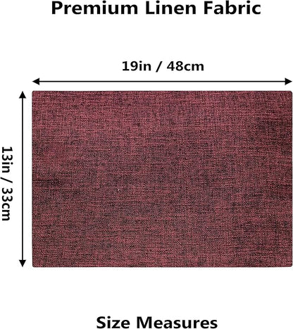 Home Brilliant Red Placemats Set of 8 Cloth Placemat for Holiday Christmas Heat Resistant Dining Table Mats Kitchen Washable Place Mats, Wine Red