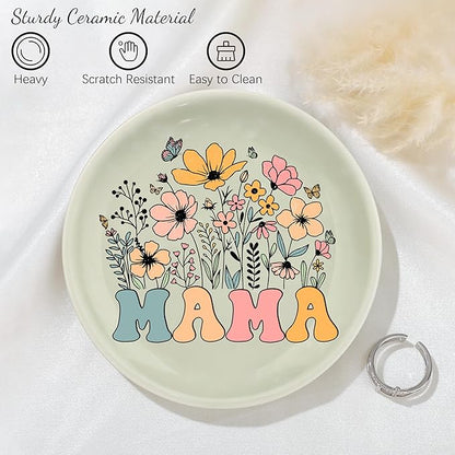 JoycuFF Mama Gifts for Mom Birthday from Daughter, Mother’S Day Mama Trinket Jewelry Dish Tray Ring Holder