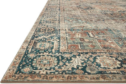 Loloi Margot Collection MAT-02 Terracotta/Lagoon 7'-6" x 9'-6" Area Rug feat. CloudPile, No-Shed Easy Clean Large Patterned Area Rug for Living Room, Bedroom, Dining Area