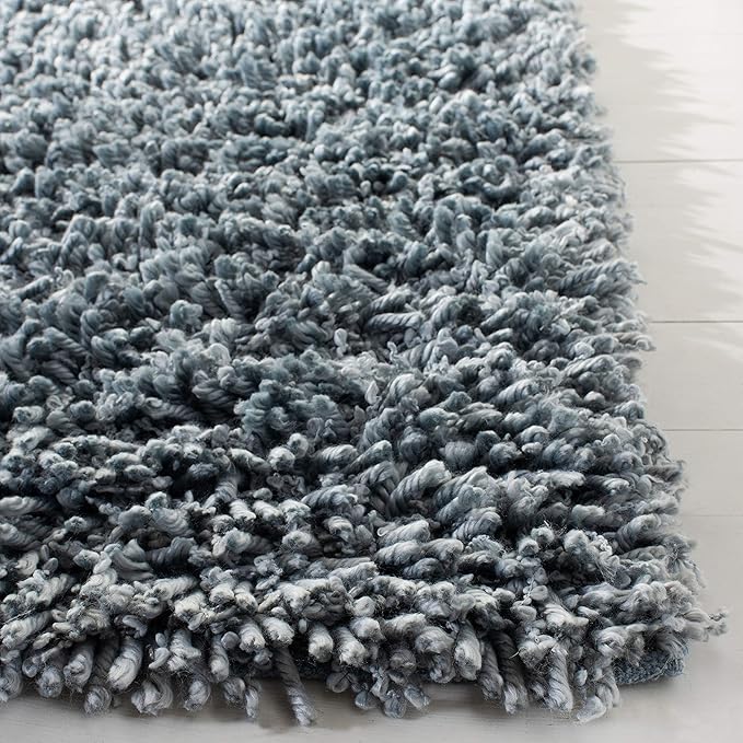 SAFAVIEH Sheep Shag Collection 2'3" x 8' Aqua SSG212J Handmade 1-inch Thick Runner Rug