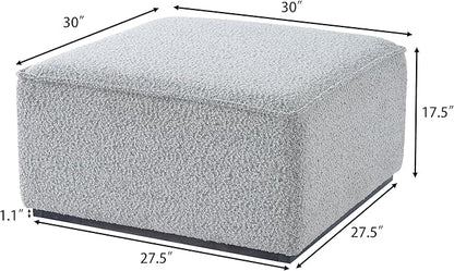 Scott Living Slate Modern Square Ottoman Coffee Table, Loop Yarn Upholstered Cocktail Ottoman for Living Room Sofa, Entryway Comfortable Footstool, Wooden Sofa Foot Rest, White+Black