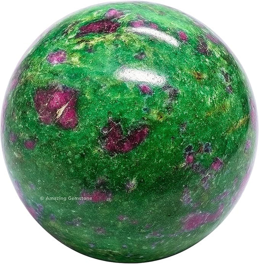 Amazing Gemstone Ruby Zoisite Crystal Ball with Stand - 1.5 Inches Crystal Sphere Meditation Balls for Witchcraft and Decorative Balls