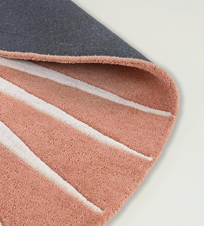 Modern Round Area Rug – Hand-Tufted with 100% NZ Wool, Thick & Soft Circular Carpet for Living Room, Bedroom & Dining Room Decor (Soft Pink, 9' Round)