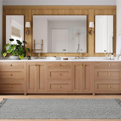 Collive Long Hallway Runner Rug 2.6' x 8', Washable Runners Indoor Entryway Rug, Grey/Cream Braided Woven Kitchen Rugs Low-Profile Front Door Floor Carpet for Laundry Room Bedroom Doorway