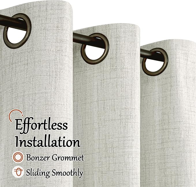 Linen Blackout Curtains for Bedroom Narrow Window, Thermal Insulated Complete Light Blocking Privacy Soundproof Small Curtains for Basement, Each 38 Inch Wide 63 Inch Length 2 Panels, Light Grey