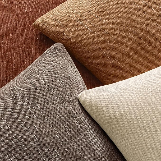 MIULEE Pack of 2 Decorative Throw Pillow Covers Soft Chenille Throw Pillows Solid Textured Euro Cushion Covers for Couch Sofa Bedroom Living Room 22x22 Inch, Brown
