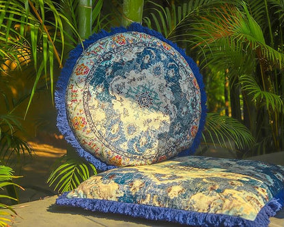 Mandala Life ART Round Cushion Cover - Cotton 26 inches - Yoga Meditation Bohemian Pillow Case - Printed Pouf