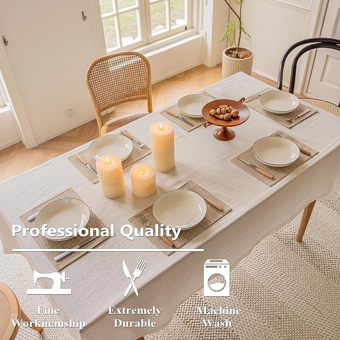Home Brilliant Linen Place Mats Set of 6 Heat Resistant Dining Table Place Mats Cloth Placemats Kitchen Table Mats Placemat, Burlap