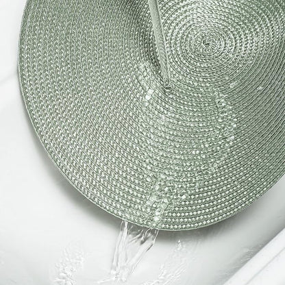 AHHFSMEI Round Braided Placemats 15 Inch Round Table Mats for Dining Tables Natural Woven Heat Resistant Place mats Set of 6 (Sage Green)