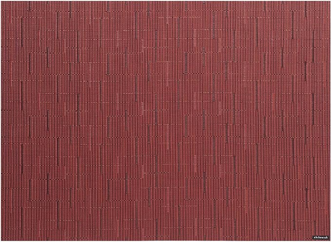 Chilewich Bamboo Placemats Set of 4 - Woven Rectangle Placemats - Reusable, Stain-Resistant, Indoor/Outdoor Tabletop Protection - 18.5" x 13.5" - Cranberry
