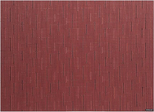 Chilewich Bamboo Placemats Set of 4 - Woven Rectangle Placemats - Reusable, Stain-Resistant, Indoor/Outdoor Tabletop Protection - 18.5" x 13.5" - Cranberry