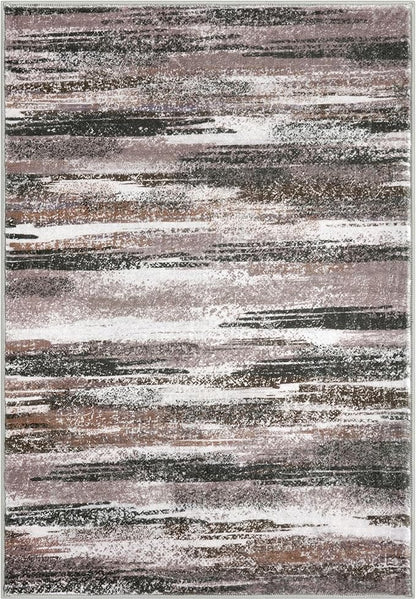Modern Abstract Runner Rug 2x10, Dark Light Brown White Washable Long Kitchen Runner Non-Slip Soft Hallway Rug Runner Thin Print Faux Wool Carpet for Entryway Bedroom Laundry Room Indoor