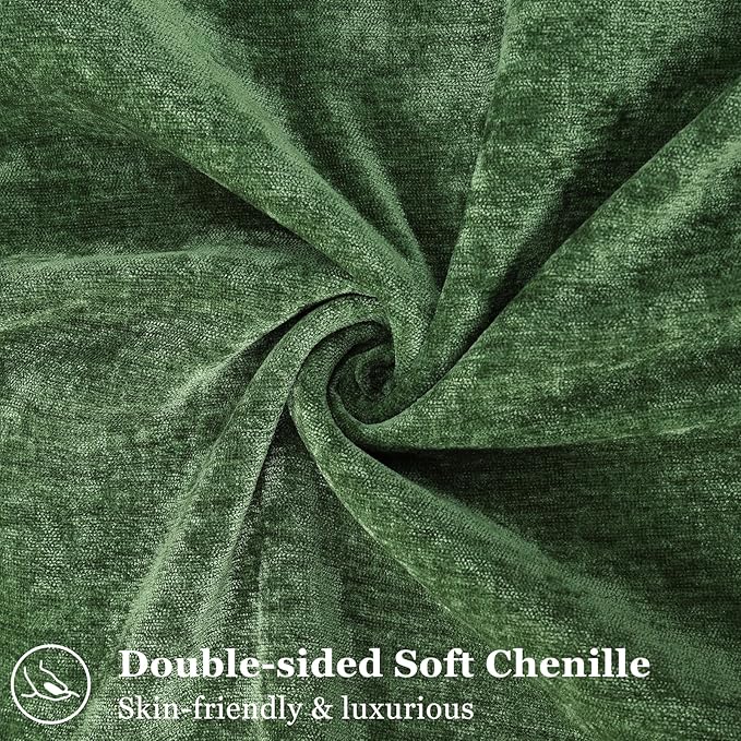 decorUhome Spring Couch Throw Pillow Covers 20x20 Set of 2, Decorative Soft Velvet Neutral Chenille Pillow Covers with Elegant Design for Sofa Bed Living Room Home Decor, Moss Green