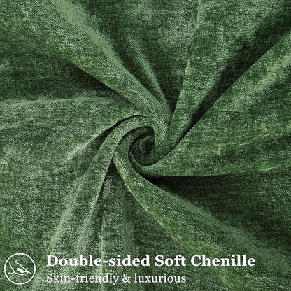 decorUhome Spring Couch Throw Pillow Covers 16x16 Set of 2, Decorative Soft Velvet Neutral Chenille Pillow Covers with Elegant Design for Sofa Bed Living Room Home Decor, Moss Green