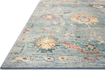 Loloi Margot Collection MAT-06 Denim/Multi 2'-0" x 5'-0" Accent Rug feat. CloudPile, No-Shed Easy Clean Large Patterned Area Rug for Living Room, Bedroom, Dining Area