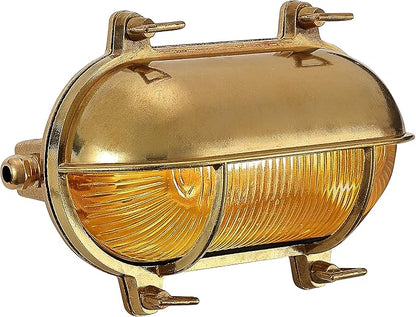 BLINKO Nautical Brass Bulkhead Wall Light,Vintage Retro Wall Sconce,Industrial Lighting Fixtures,Mid Century Modern Decorative Light,IP 65 Precision Waterproof,Outdoor Indoor Deco,Lampshade Only