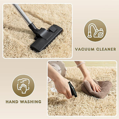 8x10 Large Area Rugs for Living Room, Ultra Fluffy Shag Rug for Bedroom, Modern Plush Soft Carpet for Girls Boys Kids Room Dorm Fuzzy Non Slip Rug for Home Decor Aesthetic, Camel