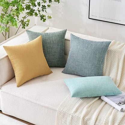 MIULEE Pack of 2 Decorative Linen Burlap Textured Pillow Covers Farmhouse Boho Accent Pillowcases Spring Home Decor for Couch Sofa Bedroom Living Room 18x18 Inch Mustard Yellow