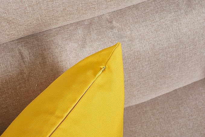 TangDepot Handmade Decorative Solid 100% Cotton Canvas Throw Pillow Covers/Pillow Shams, (12"x20", Yellow)