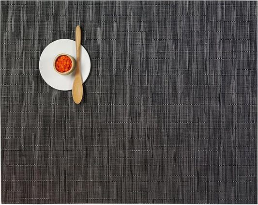Chilewich Bamboo Placemats Set of 4 - Woven Rectangle Placemats - Reusable, Stain-Resistant, Indoor/Outdoor Tabletop Protection - 18.5" x 13.5" - Smoke