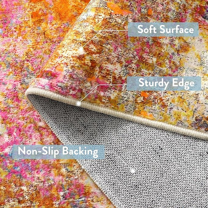 Lahome Modern Abstract Runner Rug - 2x7 Colorful Rug Runners for Hallways Non Slip Laundry Room Rug Washable Carpet Runner, Rainbow Soft Non Skid Indoor Runner for Bedroom Kitchen Bathroom
