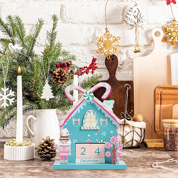 Christmas Wooden Perpetual Blocks Calendar, Soldier Wood Month Date Display Blocks, Cute Christmas Block Calendar for Desk, Xmas Calendars for Home Ornament Festival Decor Accessories