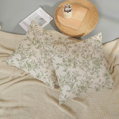 Sage Green Pillow Covers 20x20 Set of 2 Light Green Floral Chinoiserie Throw Pillows Vintage Rustic Toile Flower Decorative Pillow Cases Outdoor Chinoiserie Decor Cushion Case for Couch Sofa