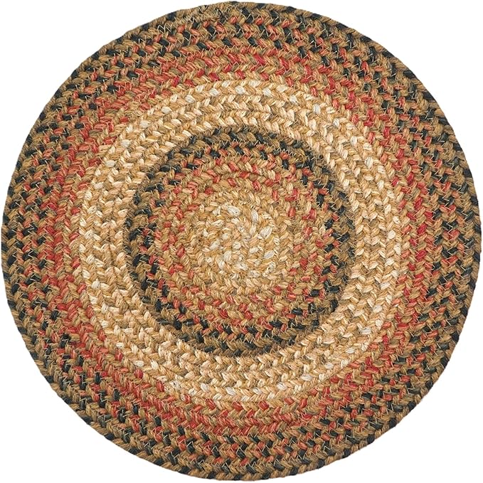 Homespice Russet Round Braided Placemats, Warm Country Decor, Set of 2, 15", Multicolor Jute Table Mats - Vibrant Colors, Durable, Easy to Clean and Protects Furniture