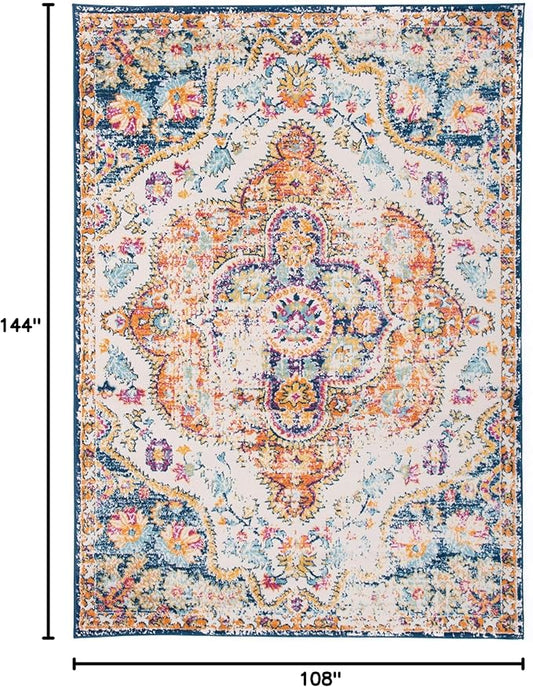 Rugshop Vintage Distressed Bohemian Large Area Rug for Living Room,Bedroom,Dining Room – Vibrant Multi-Color Tribal Design, 9' x 12'
