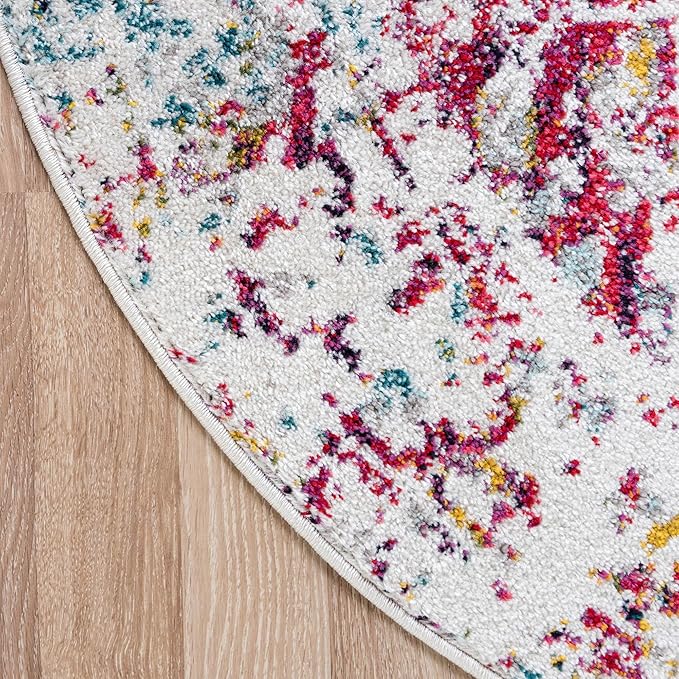 Rugs.com Arlington Collection Rug – 8 Ft Round Multi Medium-Pile Rug Perfect for Kitchens, Dining Rooms