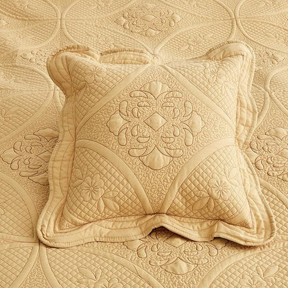 Oversized Bedspread - Queen Size Bedding Cover - Modern & Contemporary Coverlet Set, Real Stitching, Reversible, Lightweight, 5 Piece, Honey Gold