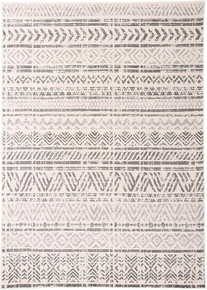 Rugshop Geometric Boho Area Rug – Gray Tribal Pattern, Perfect for Living Room, Bedroom, Dining Room, 6'6" x 9'