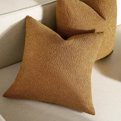 Throw Pillow Covers 18 x 18 Inch Set of 2, Accent Soft Boucle Textured Pillow Cover, Decorative Solid Color Cozy Cushion Pillow Case for Couch Bedroom Sofa Living Room Home Decor, Yellow