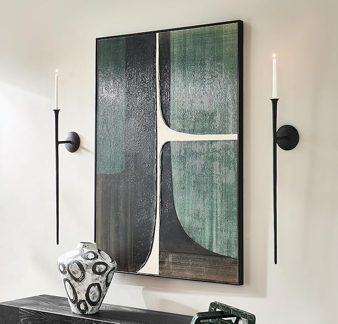 Z Gallerie One Piece Aspar Wall Sconce Long Candle Holder in Black Finish, Retro Chic Wall Decor for Living Room,Vintage Candle Wall Sconce with Timeless Appeal(Candles not Included)