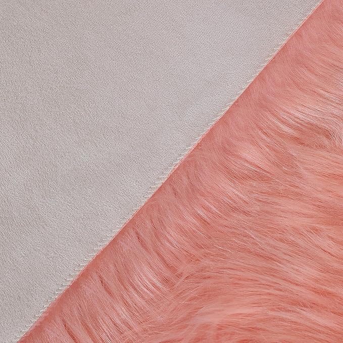 Faux Fur Rug Sheepskin Shag Fluffy Fuzzy Pink 2x6 ft Runner Rugs for Bedroom Bedside Bed Floor Living Room Plush High-Density Cushion Carpet Super Sofa Cover