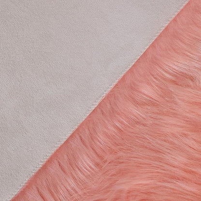 Faux Fur Rug Sheepskin Shag Fluffy Fuzzy Pink 2x6 ft Runner Rugs for Bedroom Bedside Bed Floor Living Room Plush High-Density Cushion Carpet Super Sofa Cover
