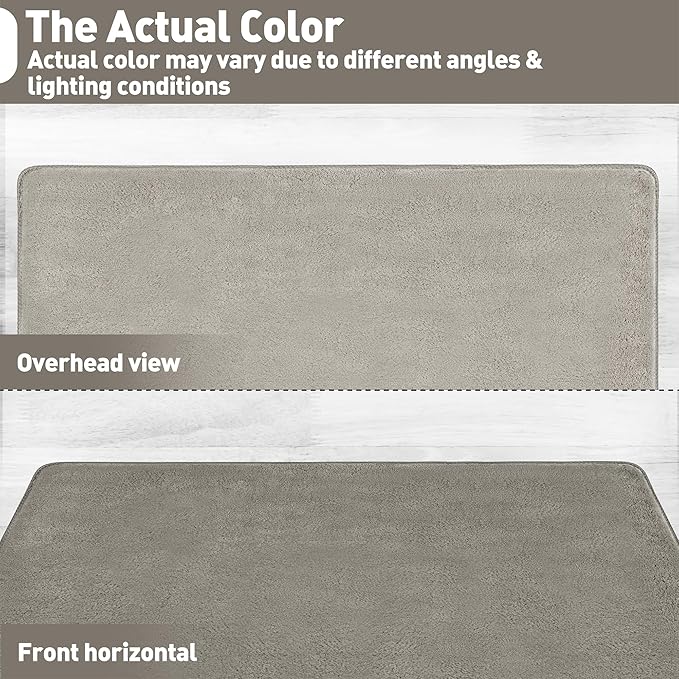 PURE ERA Carpet Stair Tread Landing Mat Area Rug Ultra Plush Shag Soft Non Slip Skid Resistant Tape Free Indoor Doormat Washable Reusable Cream Gray 2' X 6'