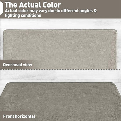 PURE ERA Carpet Stair Tread Landing Mat Area Rug Ultra Plush Shag Soft Non Slip Skid Resistant Tape Free Indoor Doormat Washable Reusable Cream Gray 2' X 6'