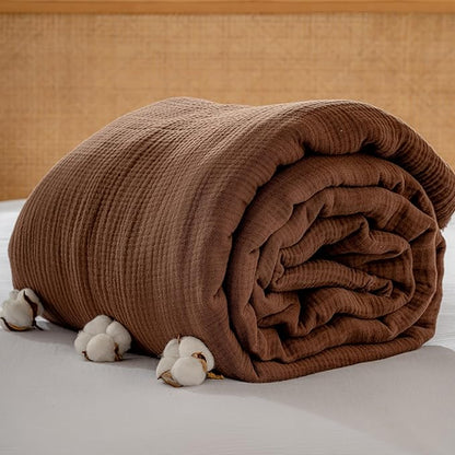 Muslin Blanket - Pure 100% Turkish Cotton Airy Soft Light Versatile Gauze Throw Blanket for Bed, Couch, Sofa (Dark Brown, Throw Size (50" x 66" inch))