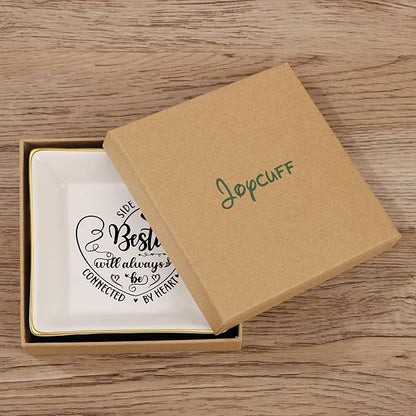 JoycuFF Gift for Best Friends Bestie Distance Ceramic Ring Dish Decorative Tray Unique Gift For Soul Sister, Bestie, BFF, Birthday Gift Idea For Best Friend Friendship Christmas Gifts
