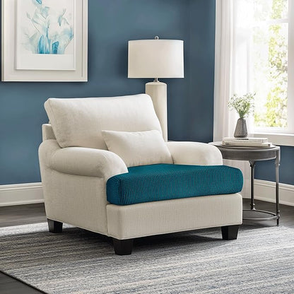 CHUN YI Small Couch Cushion Cover Stretch, Sofa Seat Slipcovers for Pets, Suitable for Armchair Loveseat Sofa with Spandex Jacquard Washable Fabric(Small,Teal)