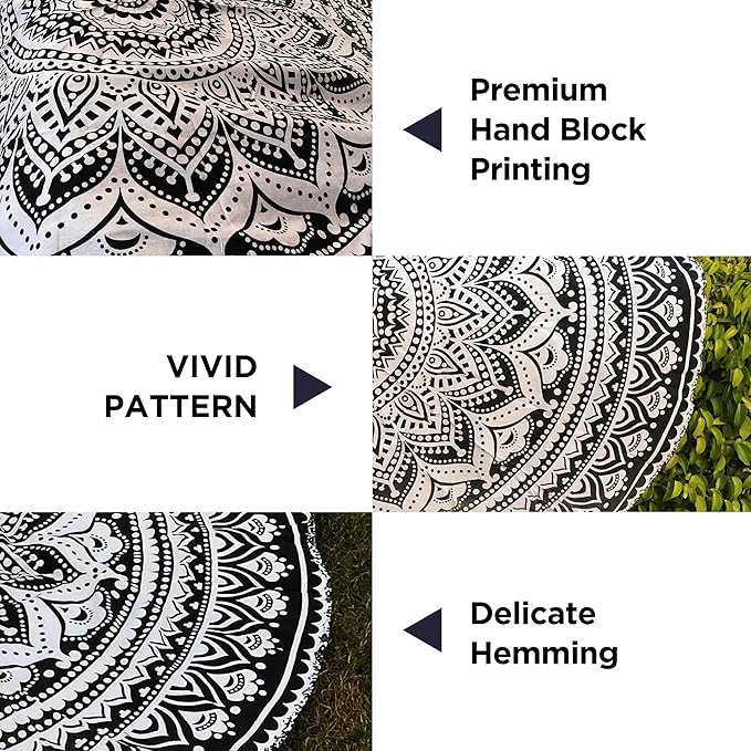 raajsee Indian Cotton Grey Black Tapestry Mandala Wall Hangings- Tapestry For Bedroom - Indie Wall Tapestry Hippie Room Decor - Boho Small Tapestrys Aesthetic 30x40 Inches