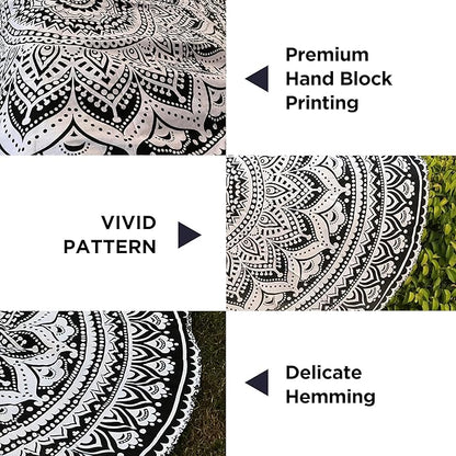raajsee Indian Cotton Grey Black Tapestry Mandala Wall Hangings- Tapestry For Bedroom - Indie Wall Tapestry Hippie Room Decor - Boho Small Tapestrys Aesthetic 30x40 Inches
