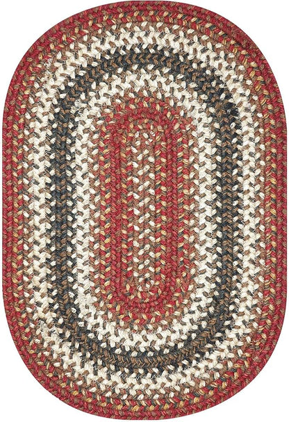 Homespice Chester Jute Braided Oval Placemats, Warm Lodge and Cabin Decor, Set of 6, 13x19 Red Table Mats - Vibrant Colors, Durable, Easy to Clean and Protects Furniture