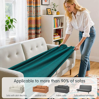 Hokway Couch Cushion Covers Stretch Cushion Covers Sofa Seat Cushion Slipcover Cushion Protector(Teal, Medium)