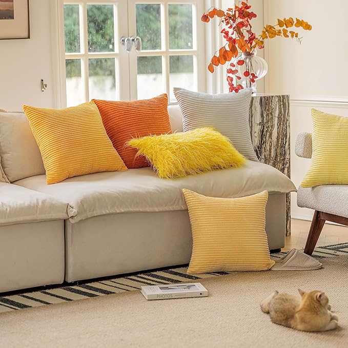 Home Brilliant Pillow Covers 16x16 Sofa Couch Pillow Covers Decorative Accent Pillowcases for Bedroom Fall Winter Decor, 40x40 cm, Sunflower Mustard Yellow