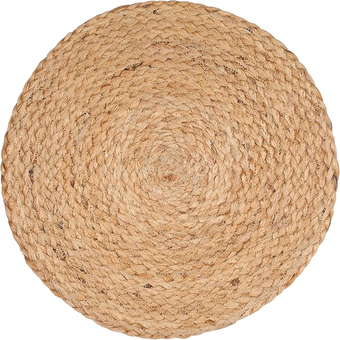 Lightnpro Natural Jute Placemat Perfect for Thanksgiving, Christmas,Fall, New Year, Handmade Placemat Set of 4- Beautiful Complement to Your Dinner Table Décor - 13 Inch