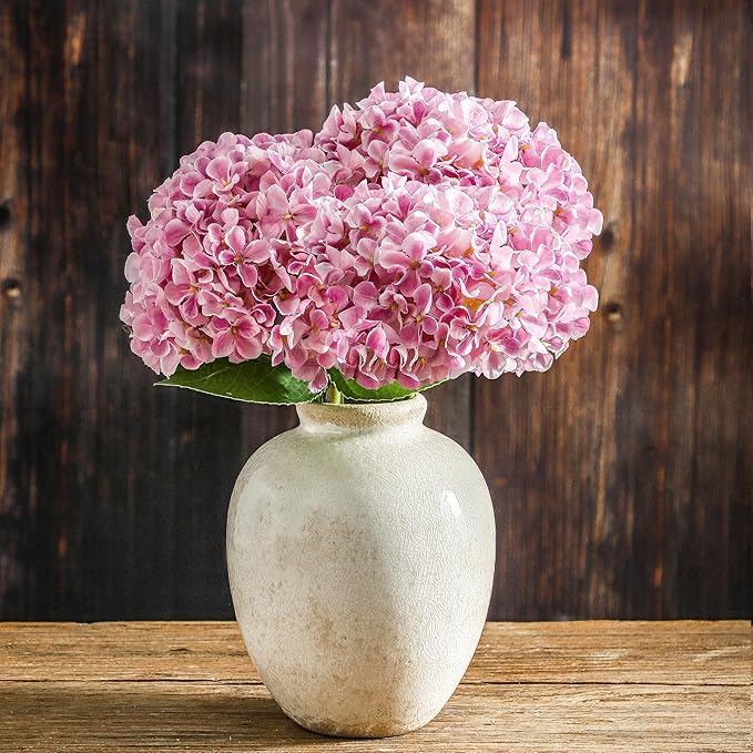 Ceramic Rustic Vase, White Vintage Flower Decorative Vase Chinoiserie Decor Rustic Farmhouse Retro Floral Vases for Table Bookshelf Mantel Kitchen Living Room Office - 7.8inch White